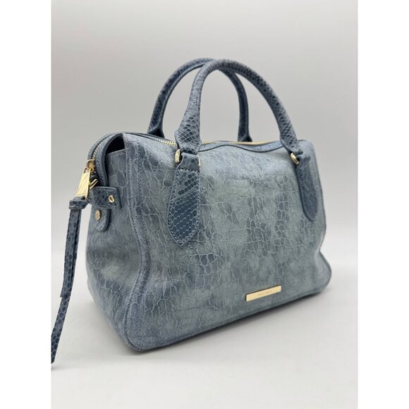 BRAHMIN Micaela Zostera leather small satchel crossbody -Bellbottom blue - Picture 7 of 15